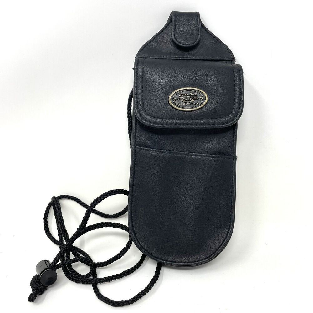Roger Gimbel Accessories Crossbody‎ Wallet Faux Leather Black Belt Clip Vintage